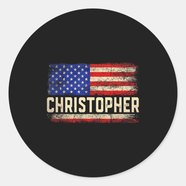 Christopher First Name Shirt Christopher Name Amer Classic Round Sticker (Front)