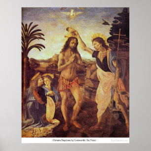 Christs Baptism by Leonardo Da Vinci Poster