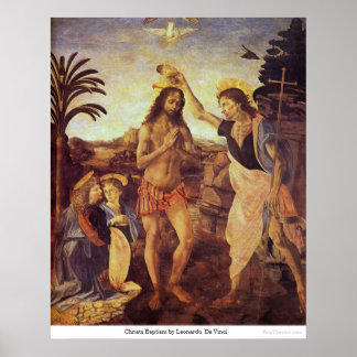 Christs Baptism by Leonardo Da Vinci Poster