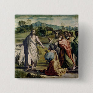 Christ's Charge to St. Peter (cartoon for the Sist Pinback Button