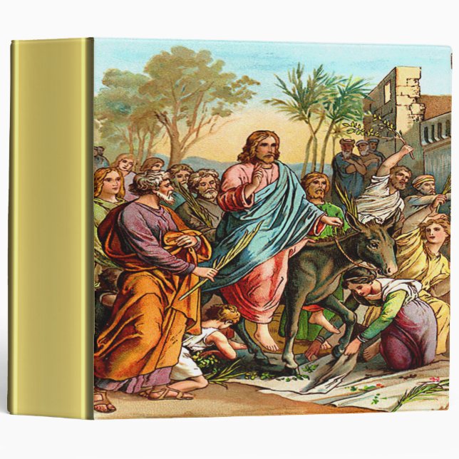 Christs entry into gold foil texture 3 ring binder (Front/Spine)
