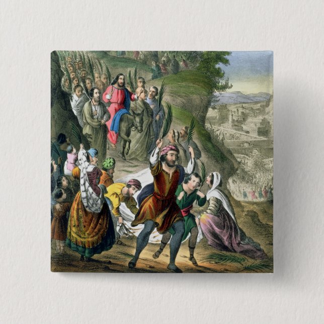 Christ's Triumphal Entry into Jerusalem, from a bi Pinback Button (Front)