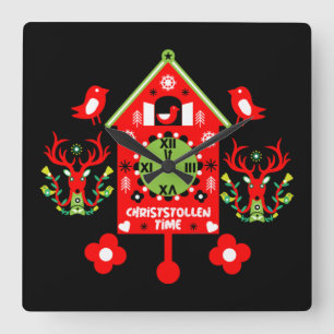 Christstollen Weihnachtsstollen Stollen Xmas Square Wall Clock