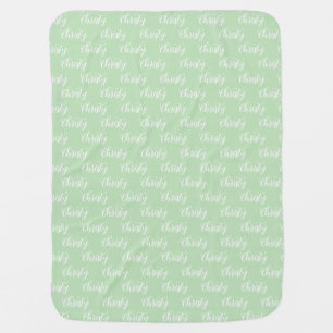 Christy repeating newborn custom name light-sage baby blanket