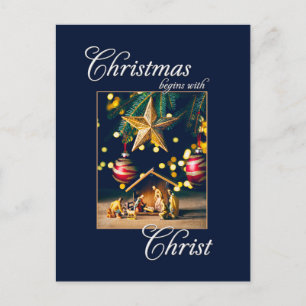 Chritmas Begins WIth Christ Nativity Postcard