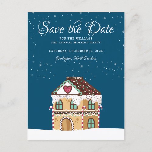 Chritsmas Family Party Save the Date Gingerbread Announcement Postcard