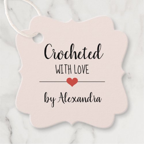 Chrochetd with love blush pink favor tags
