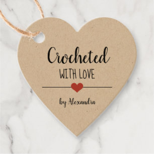 Chrochetd with love kraft script favor tags