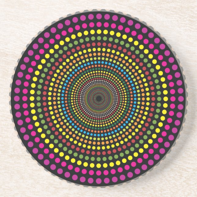 Chroma-Dots Sandstone Coaster (Front)