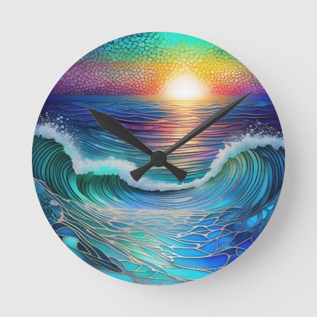 Chroma Sea Seascape Round Clock (Front)