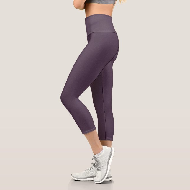 Chroma Textura - Fig High Waisted Capri Leggings (Left)