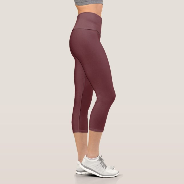 Chroma Textura - Wine High Waisted Capri Leggings (Right)