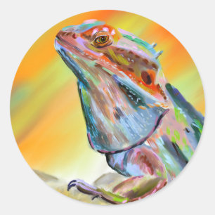 Chromatic Bearded Dragon Digital Paint Classic Round Sticker