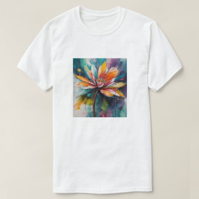 "Chromatic Bloom: Abstract Flower Art" T-Shirt (Design Front)