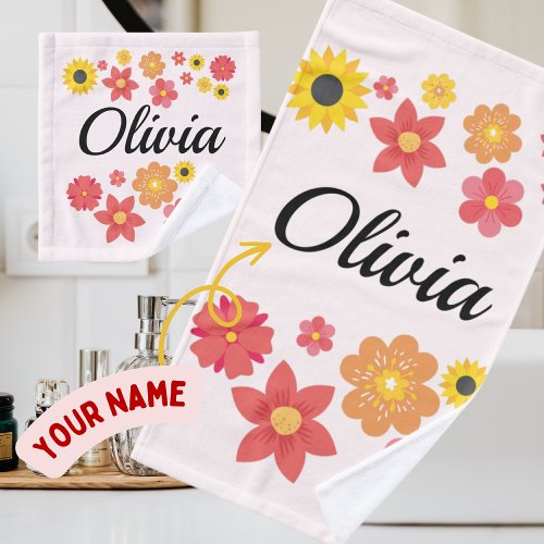 Chromatic Blooms _ Add Your Name Bath Towel Set