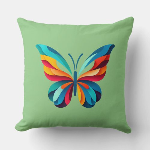 Chromatic Butterfly Throw Pillow