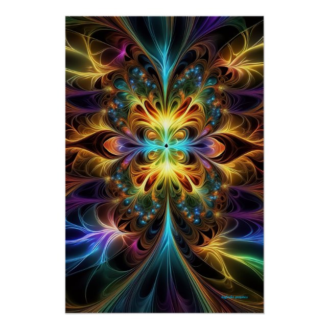 Chromatic Cosmos: AI-Generated Fractal Splendor Poster (Front)