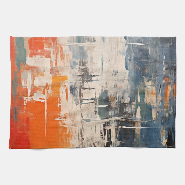 Chromatic Crossroads Abstract Digital Painting Kitchen Towel (Horizontal)