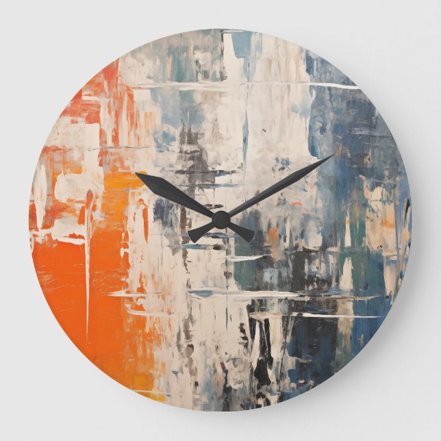 Chromatic Crossroads Abstract Digital Painting Large Clock (Front)