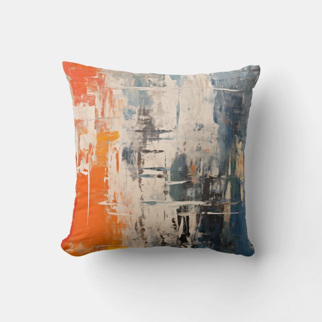 Chromatic Crossroads Abstract Digital Painting Throw Pillow (Front)