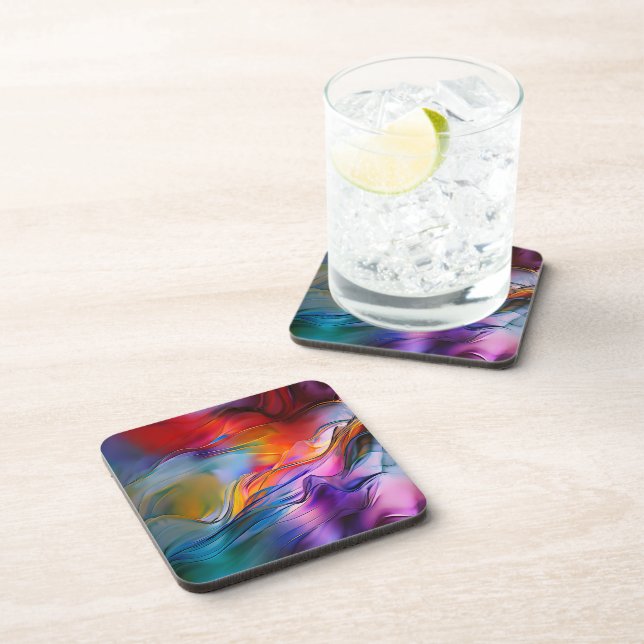 "Chromatic Currents" Contemporary Abstract  Beverage Coaster (Right Side)