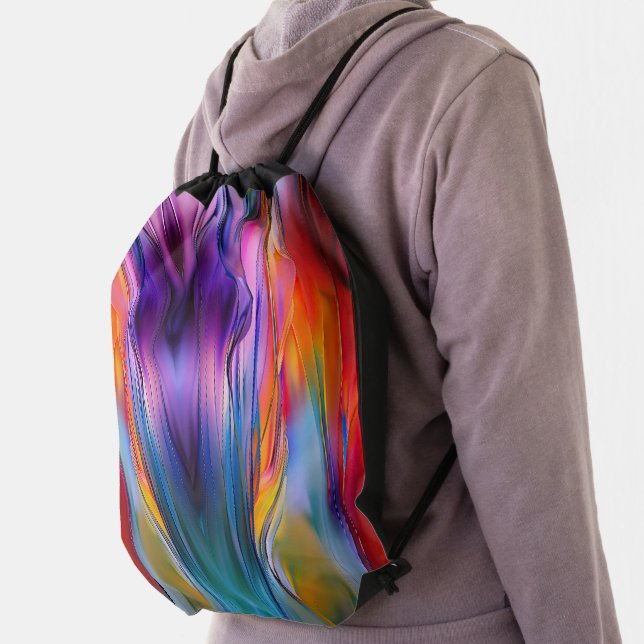 "Chromatic Currents" Contemporary Abstract  Drawstring Bag (Insitu)
