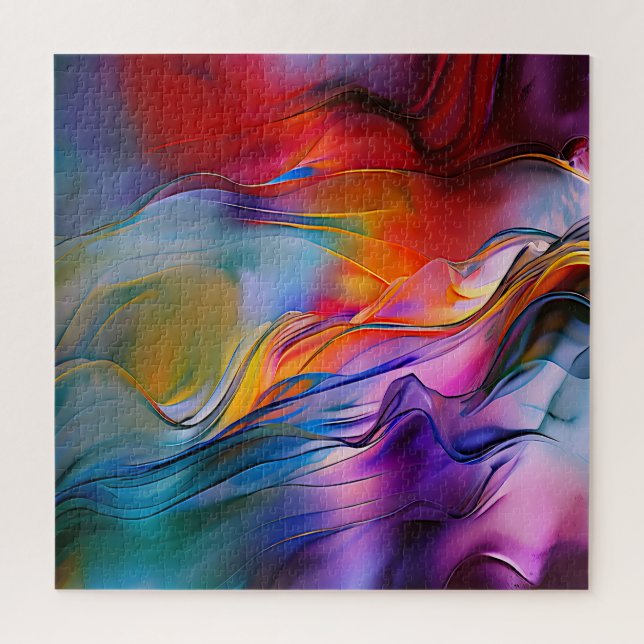 "Chromatic Currents" Contemporary Abstract  Jigsaw Puzzle (Vertical)