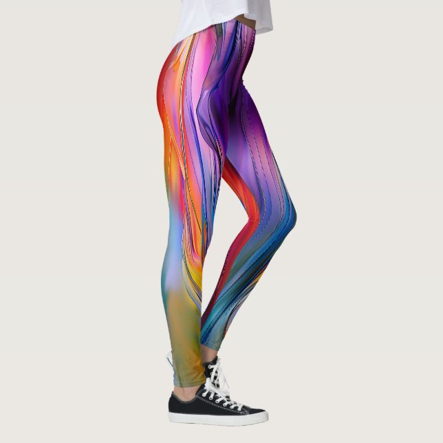 "Chromatic Currents" Contemporary Abstract  Leggings (Right)