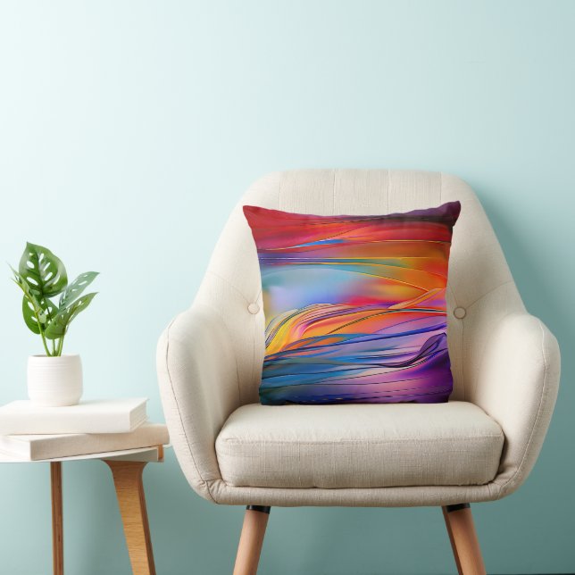 "Chromatic Currents" Contemporary Abstract  Throw Pillow (Chair)
