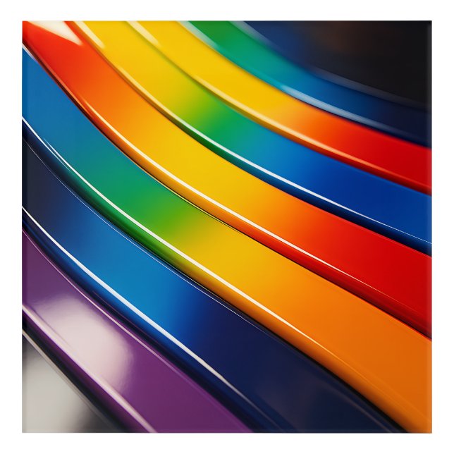Chromatic Curves — Glossy Rainbow Ribbons with Ref Acrylic Print (Front)