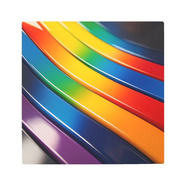 Chromatic Curves — Glossy Rainbow Ribbons with Ref Metal Print (Front)