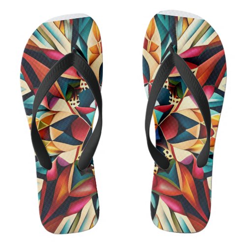Chromatic Dream a colorful abstract design Flip Flops