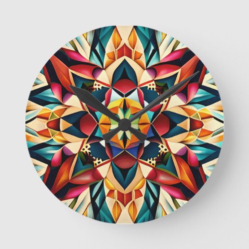 Chromatic Dream a colorful abstract design Round Clock
