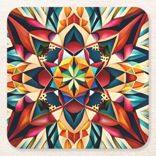 Chromatic Dream a colorful abstract design Square Paper Coaster