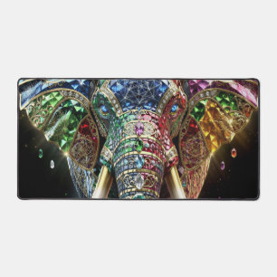 Chromatic Elephant Wall Art   Vibrant Geometric El Desk Mat