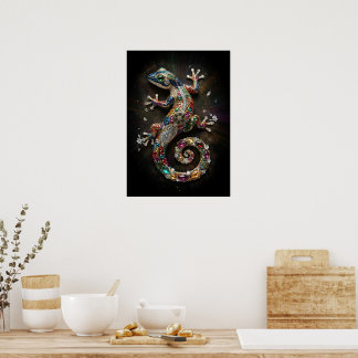 Chromatic Gecko Wall Art | Vibrant Crystal Gecko |