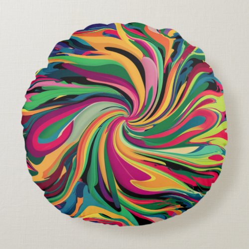 CHROMATIC HARMONY A PSYCHEDELIC DANCE ROUND PILLOW