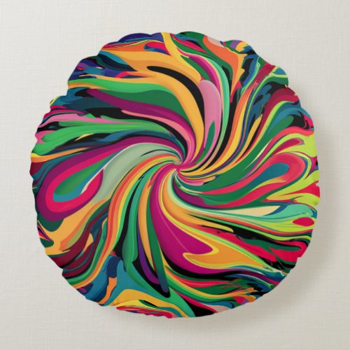 CHROMATIC HARMONY A PSYCHEDELIC DANCE ROUND PILLOW
