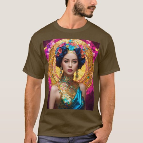 Chromatic Muse A Futuristic Ode to Beauty T_Shirt