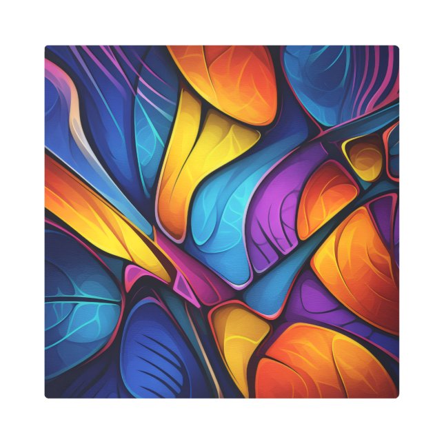 Chromatic Petals — Vivid Abstract Metal Wall Art (Front)