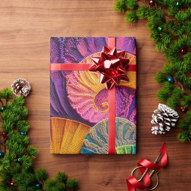 Chromatic Shells: Vibrant Spiral Mosaic Wrapping Paper (Holiday Gift)