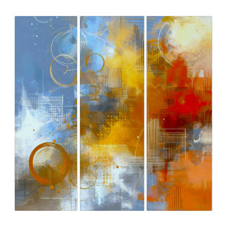 chromatic skyline: urban abstraction pulse triptych