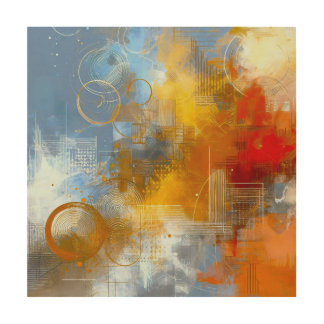 chromatic skyline: urban abstraction pulse wood wall art