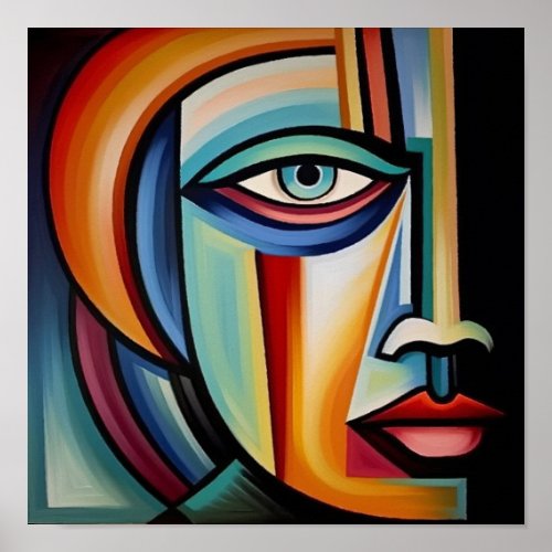 Chromatic Vision Abstract Vector Portrait Poster