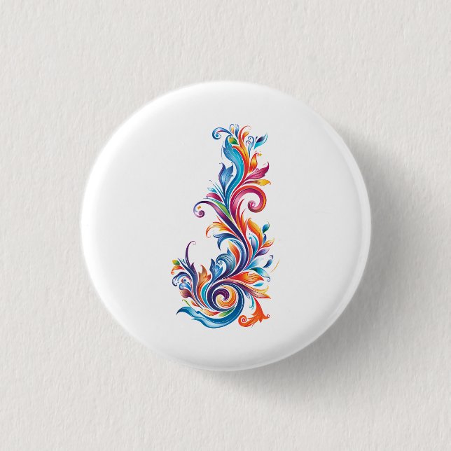 "Chromatic Vortex" abstract colors design Button (Front)