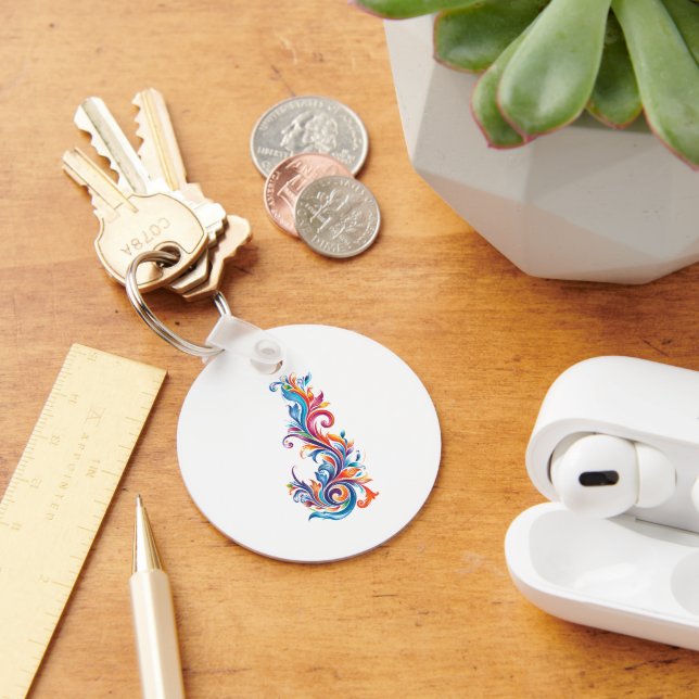 "Chromatic Vortex" abstract colors design Keychain (Desk)