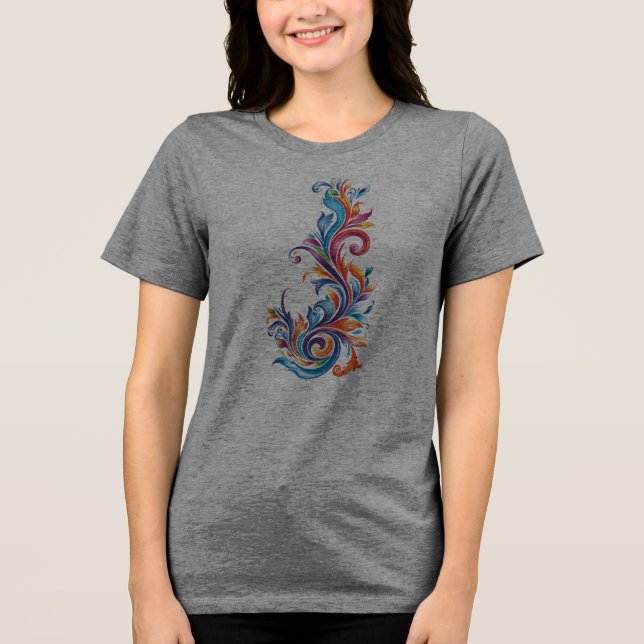 "Chromatic Vortex" abstract colors design Tri-Blend Shirt (Front)