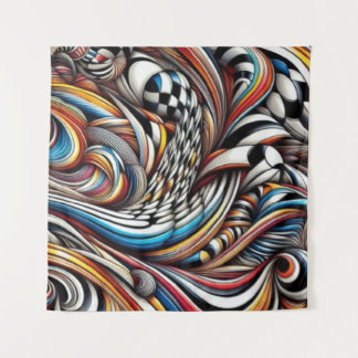 Chromatic Vortex – Dance of Infinite Ribbons Tapestry