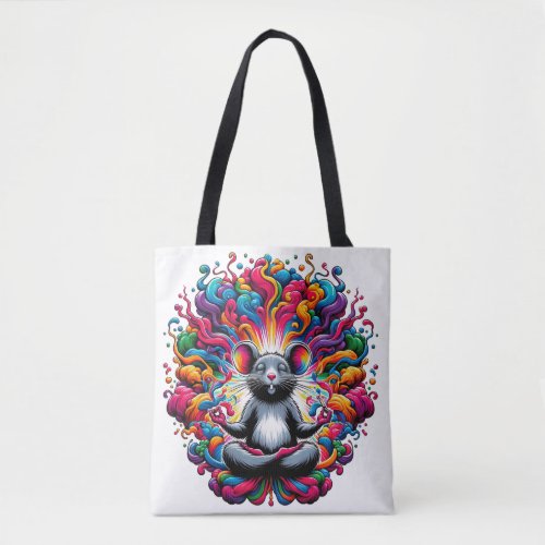 Chromatic Zen Puff Puff Mouse in Meditation Tote Bag
