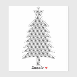 Chrome 3-d Boxes Christmas Tree in Silver Sticker